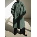 Stylish Army Green Stand Collar Button Pockets Trench Coats Long Sleeve