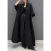 Boutique Black Oversized Pockets Jacquard Silk Trench Coats Fall