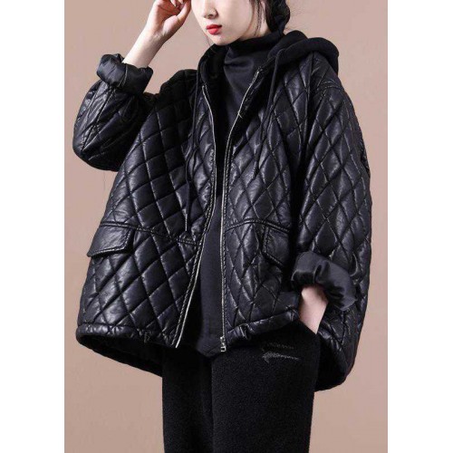 Luxury Black hooded zippered Patchwork Winter Winter Coats Long sleeve Luxury Black hooded zippered Patchwork Winter Winter Coats Long sleeve
