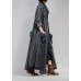 New plus size maxi coat fall denim black Notched Large pockets coat for woman