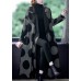 Boutique Black Patchwork Dot Print Loose Fall Long sleeve Coat