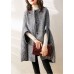 Fine Grey Plaid O-Neck Button Fall Woolen Three Quarter sleeve parka