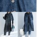 Chic side open Fine coats women denim blue loose jackets fall