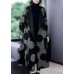 Boutique Black Patchwork Dot Print Loose Fall Long sleeve Coat
