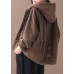 Fine Chocolate Hooded Corduroy Winter Coats Warm Outwear Fine Chocolate Hooded Corduroy Winter Coats Warm Outwear