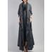 New plus size maxi coat fall denim black Notched Large pockets coat for woman
