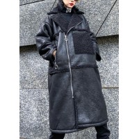 New oversized long jackets winter coats black zippered wool overcoat