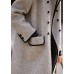 French Grey Double Breast Patchwork Woolen Trench Fall