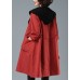 Unique Khaki Loose Patchwork Pockets Fall Hoodie Coat
