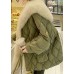 Women Green Fur Collar Oversized Duck Down Puffers Jackets Winter
