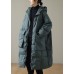 Plus Size Green hooded Zippered Pockets Winter Down Coat Long sleeve Plus Size Green hooded Zippered Pockets Winter Down Coat Long sleeve