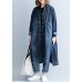 Chic side open Fine coats women denim blue loose jackets fall