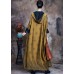 Beautiful Yellow Hooded Print Satin trench coats Spring