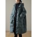 Plus Size Green hooded Zippered Pockets Winter Down Coat Long sleeve Plus Size Green hooded Zippered Pockets Winter Down Coat Long sleeve