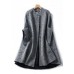 Fine Grey Plaid O-Neck Button Fall Woolen Three Quarter sleeve parka