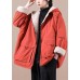 Fashion Orange hooded zippered Pockets Loose Winter parkas Coat Fashion Orange hooded zippered Pockets Loose Winter parkas Coat