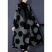 Boutique Black Patchwork Dot Print Loose Fall Long sleeve Coat