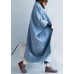 women blue wool overcoat Loose fitting long winter coat fall jackets Batwing Sleeve