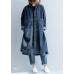 Chic side open Fine coats women denim blue loose jackets fall