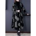 Boutique Black Patchwork Dot Print Loose Fall Long sleeve Coat
