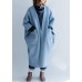women blue wool overcoat Loose fitting long winter coat fall jackets Batwing Sleeve