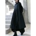 Loose lapel Cinched fine coats women black baggy coat Loose lapel Cinched fine coats women black baggy coat