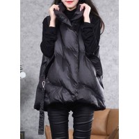 Beautiful Black Peter Pan Collar zippered Duck Down Winter down vest