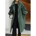 Stylish Army Green Stand Collar Button Pockets Trench Coats Long Sleeve