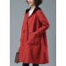 Unique Khaki Loose Patchwork Pockets Fall Hoodie Coat