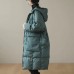 Plus Size Green hooded Zippered Pockets Winter Down Coat Long sleeve Plus Size Green hooded Zippered Pockets Winter Down Coat Long sleeve