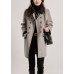French Grey Double Breast Patchwork Woolen Trench Fall