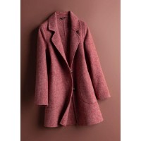 Unique rose plaid Fine tunics for women Neckline Notched pockets coat