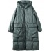 Plus Size Green hooded Zippered Pockets Winter Down Coat Long sleeve Plus Size Green hooded Zippered Pockets Winter Down Coat Long sleeve