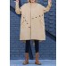 Elegant khaki Coat Women plus size medium length stand collar asymmetric coat