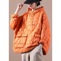 Literary Orange Plus Size Hooded Pullover Short Puffers Jackets(Free Shipping + Limited Stock)