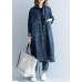 Chic side open Fine coats women denim blue loose jackets fall
