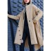 Elegant khaki Coat Women plus size medium length stand collar asymmetric coat