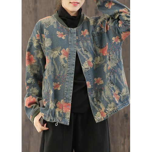 Casual retro Print Button Fall Denim Coat Casual retro Print Button Fall Denim Coat