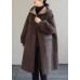 Women Blue Hooded Button Faux Fur Winter Coat