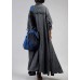 New plus size maxi coat fall denim black Notched Large pockets coat for woman